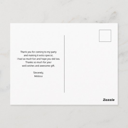 かわいい白い子猫と美しい青い目で感謝 ポストカード (裏面)