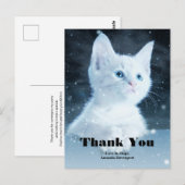 かわいい白い子猫と美しい青い目 感謝 ポストカード (正面/裏面)