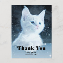 かわいい白い子猫と美しい青い目 感謝 ポストカード
