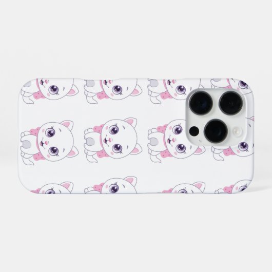 かわいい白い子猫のイラスト iPhoneケース (裏面横)