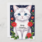 かわいい白い子猫のフラットホリデーカード シーズンカード (正面)
