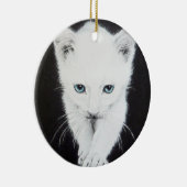 かわいい白い子猫の動物スケッチアート猫好き セラミックオーナメント (右)