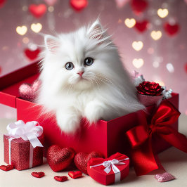 かわいい白い子猫インボックスバレンタおもしろいイン シーズンカード