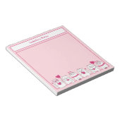 かわいい白い子猫キッズ名前をカスタムするピンクメモ帳 ノートパッド (アングル)