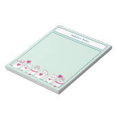 かわいい白い子猫キッズ名前をカスタムするメモ帳 ノートパッド (回転)