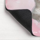 かわいい白い子猫ピンクの空の雲の名前、追加文字 マウスパッド (コーナー)