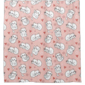 かわいい白い子猫ピンクの背景 シャワーカーテン (正面)