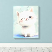 かわいい白い子猫 キャンバスプリント (インサイチュ (ウッドフロア))