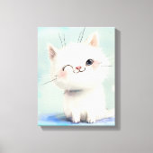 かわいい白い子猫 キャンバスプリント (正面)