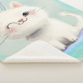 かわいい白い子猫 シェルパブランケット (3/4)