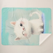 かわいい白い子猫 シェルパブランケット (正面(横))