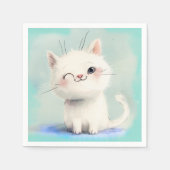 かわいい白い子猫 スタンダードカクテルナプキン (正面)