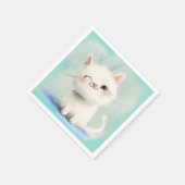 かわいい白い子猫 スタンダードカクテルナプキン (角)