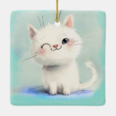 かわいい白い子猫 セラミックオーナメント (裏面)