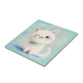 かわいい白い子猫 タイル (側面)