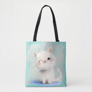 かわいい白い子猫 トートバッグ