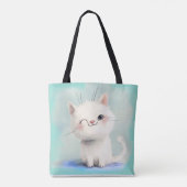 かわいい白い子猫 トートバッグ (裏面)