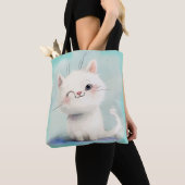 かわいい白い子猫 トートバッグ (クローズアップ)