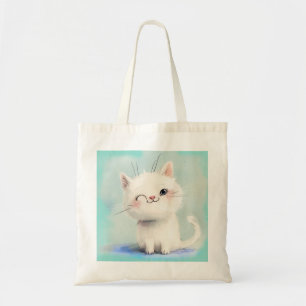 かわいい白い子猫 トートバッグ