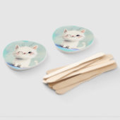 かわいい白い子猫 ハンドファン (組立なし)