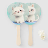 かわいい白い子猫 ハンドファン (正面&裏面)