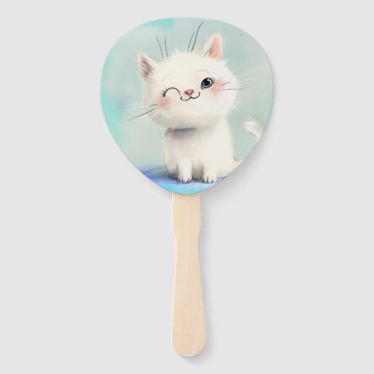 かわいい白い子猫 ハンドファン (正面)