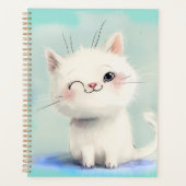 かわいい白い子猫 プランナー手帳 (正面)