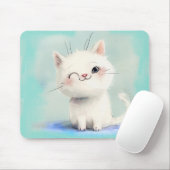 かわいい白い子猫 マウスパッド (マウス)