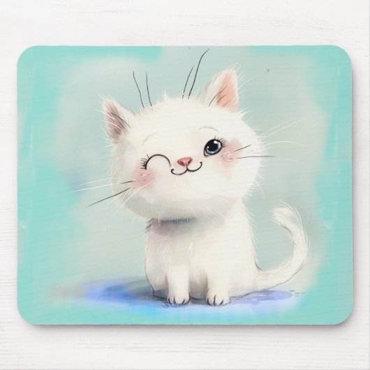 かわいい白い子猫 マウスパッド (正面)