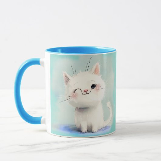 かわいい白い子猫 マグカップ (左)