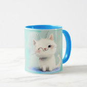 かわいい白い子猫 マグカップ (正面右)