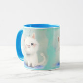 かわいい白い子猫 マグカップ (正面左)