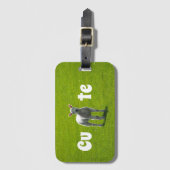 かわいい白い子羊オングリーン ラゲッジタグ (正面縦)