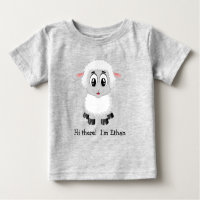 かわいい白い子羊 |羊のベビーTシャツ