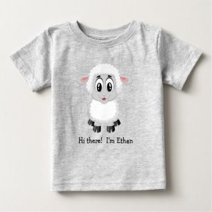 かわいい白い子羊  羊のベビーTシャツ ベビーTシャツ
