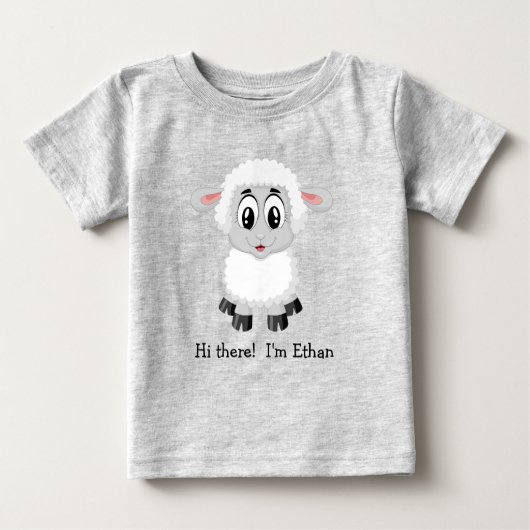 かわいい白い子羊 |羊のベビーTシャツ ベビーTシャツ (正面)