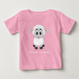 かわいい白い子羊 |羊のベビーTシャツ ベビーTシャツ