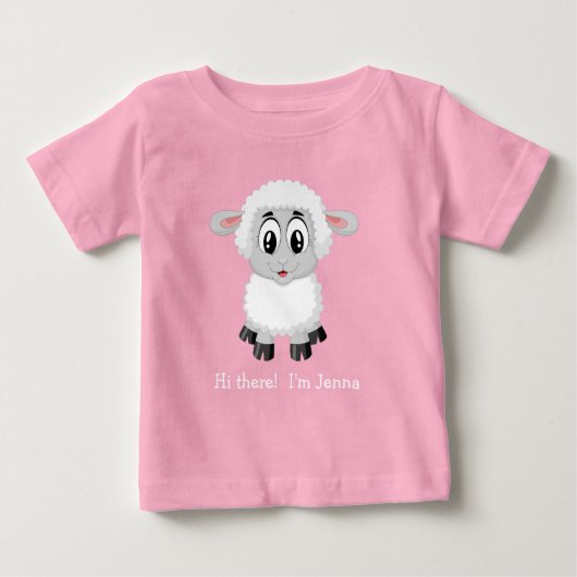 かわいい白い子羊 |羊のベビーTシャツ ベビーTシャツ (正面)