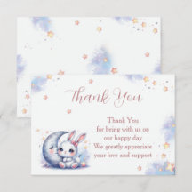 かわいい白い小さなウサギと三日月銀の月