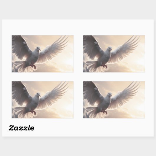 かわいい白い平和の鳩 長方形シール (シート)