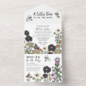 かわいい白い幽霊の花ハロウィーン赤ちゃんシャワー オールインワン招待状 (内側)