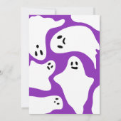かわいい白い幽霊オレンジ色の紫ハロウィンバッシュ 招待状 (裏面)