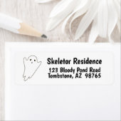 かわいい白い幽霊グラフィック ラベル (インサイチュ)