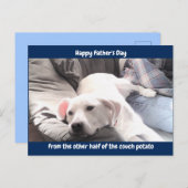 かわいい白い怠け犬と友達の最高のパパの写真 シーズンポストカード (正面/裏面)