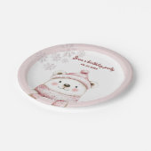 かわいい白い熊の誕生日を祝う、冬の不思議な世界 ペーパープレート (アングル)