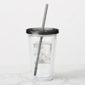 かわいい白い犬のぶら下がった消えパパグレーの写真 アクリルタンブラー (裏面)