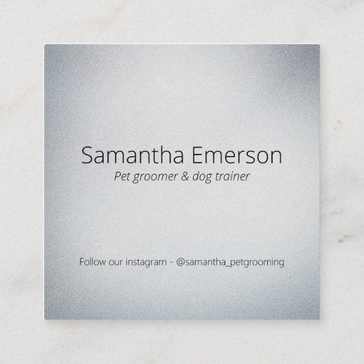 かわいい白い犬のバスペットグルーミングプロフェッショナル スクエア名刺 (裏面)
