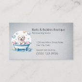 かわいい白い犬のバスペットグルーミングプロフェッショナル 名刺 (正面)