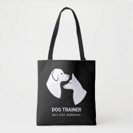かわいい白い犬の頭のシルエット - ドッグトレーナー トートバッグ