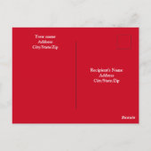 かわいい白い犬、耳おもしろいの赤いハート ポストカード (裏面)